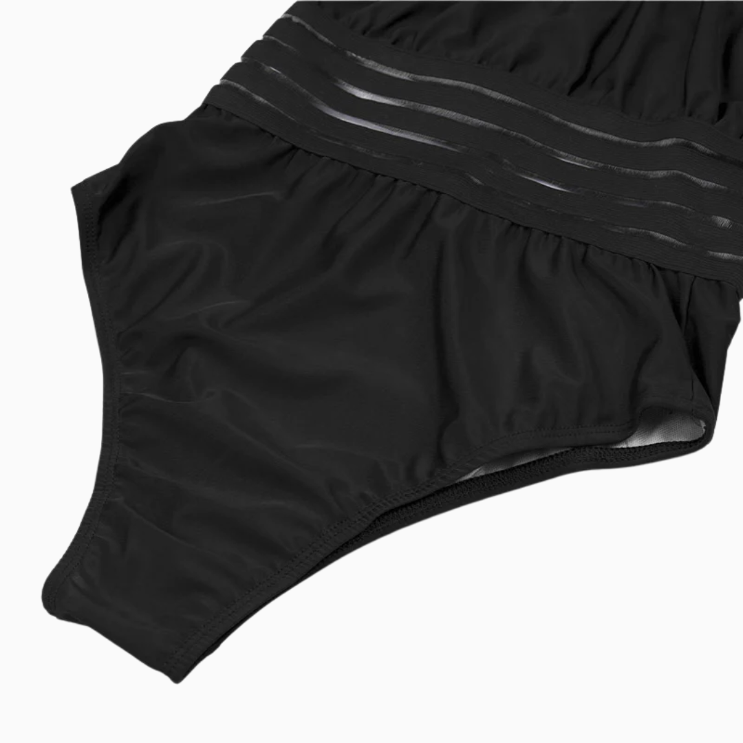 Éline | maillot de bain une pièce avec bretelles croisées et détail rayé