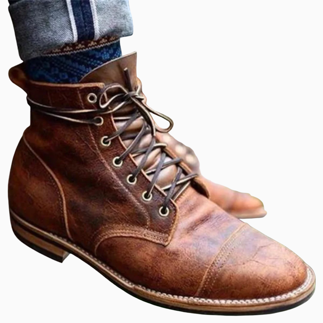 Bottes homme lacets style cuir semelle robuste look vintage