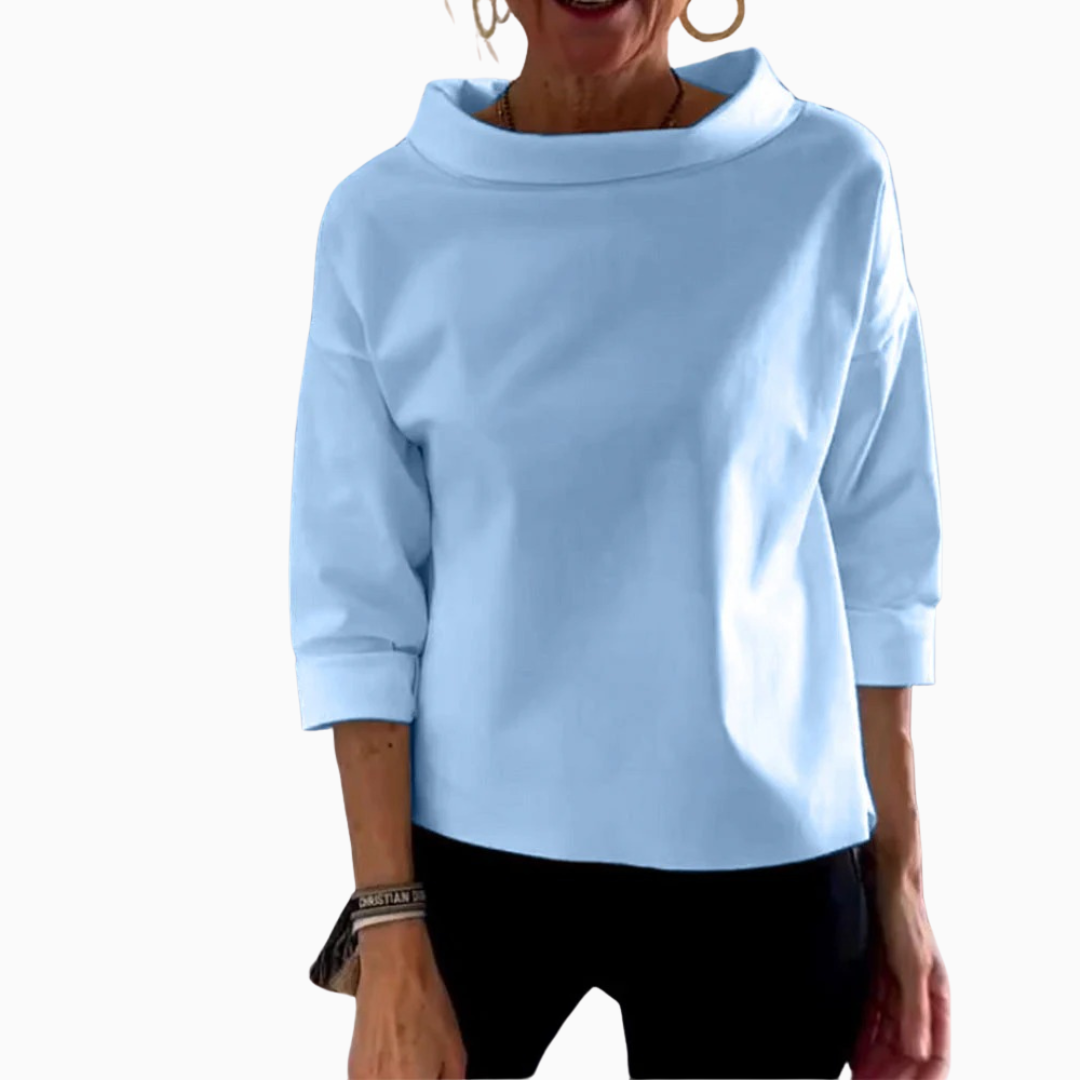 Top femme col bateau coupe ample élégant manches longues