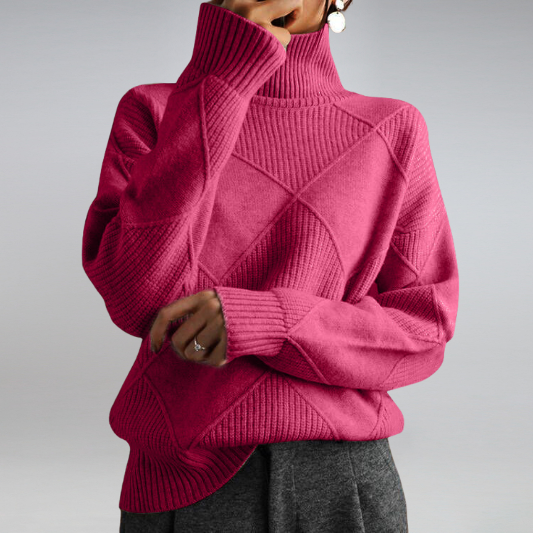Pull Femme Col Roulé – Maille Douce Manches Longues | Style Tendance & Confort Hiver