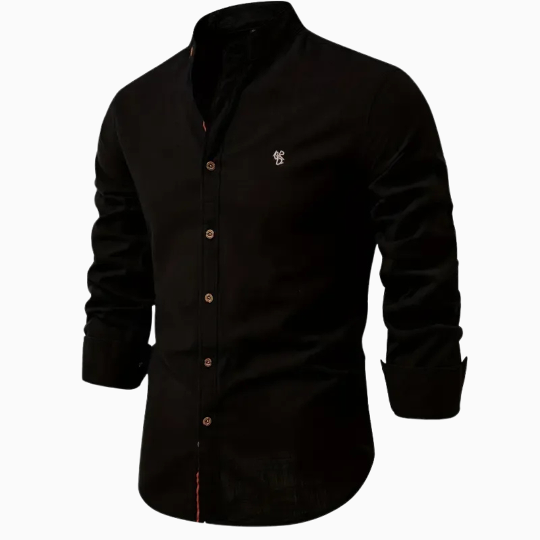 Elio chemise homme manches longues col montant style casual