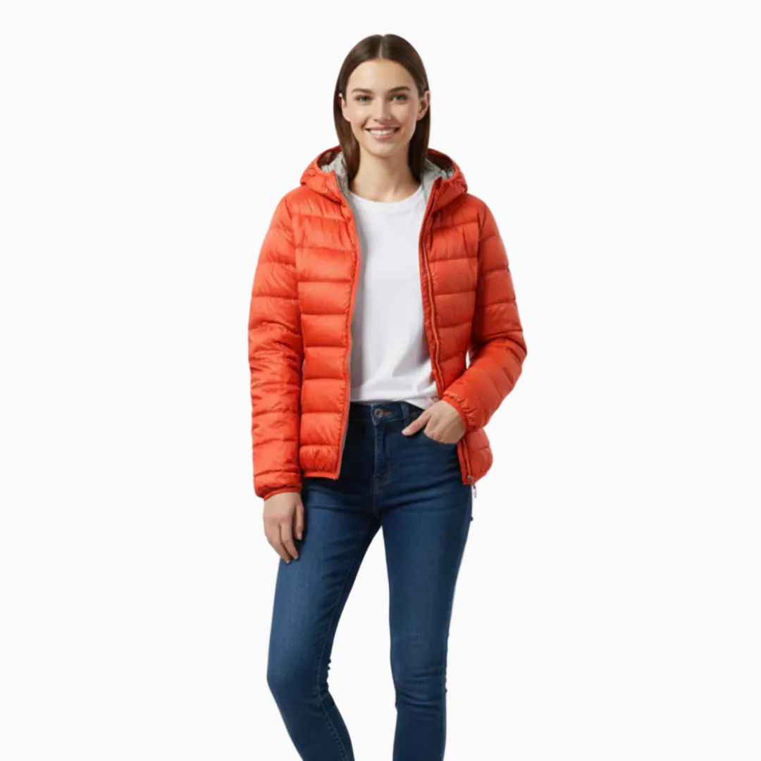 Doudoune femme à capuche fermeture zippée manches longues matelassée