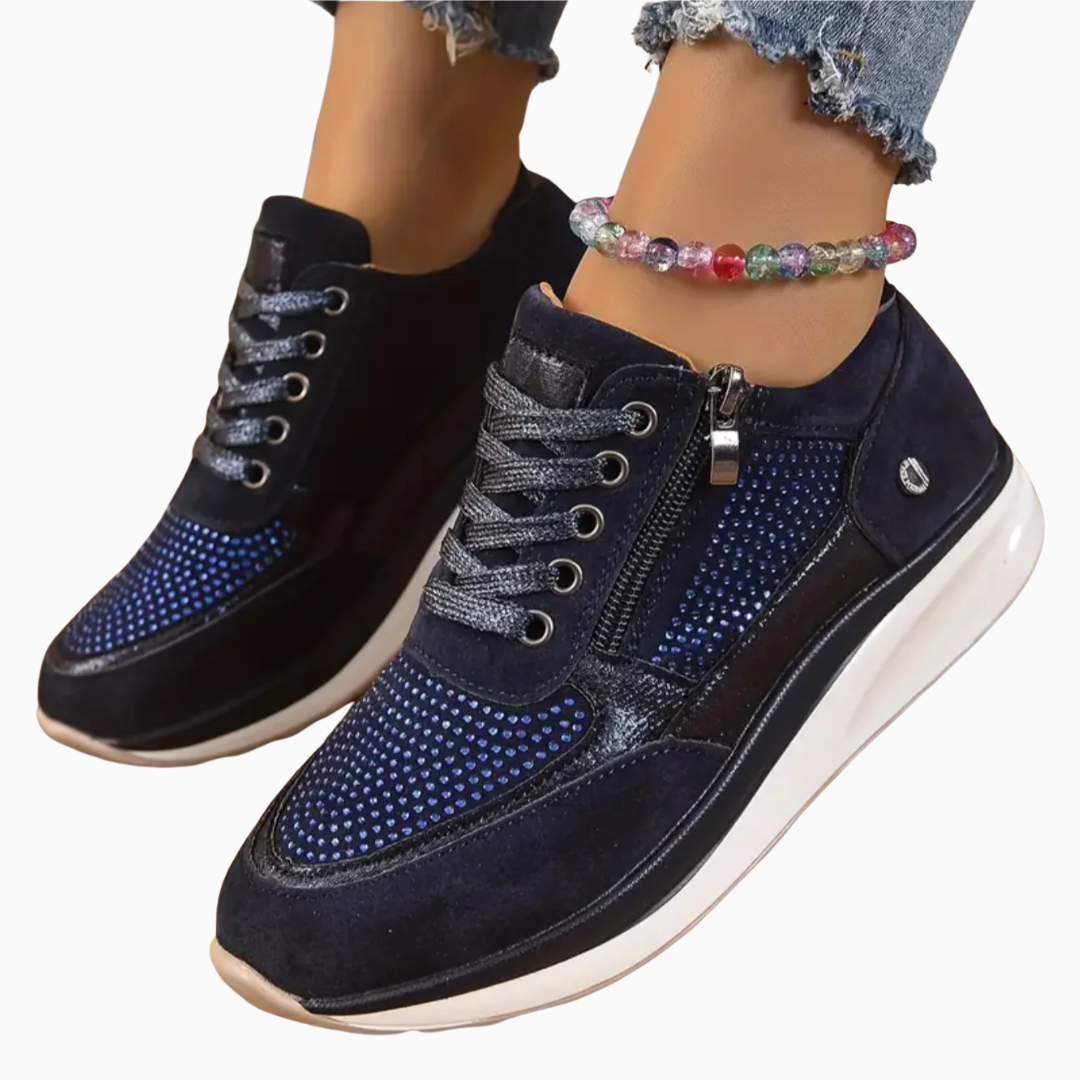 Baskets femme compensées à lacets avec fermeture éclair style casual
