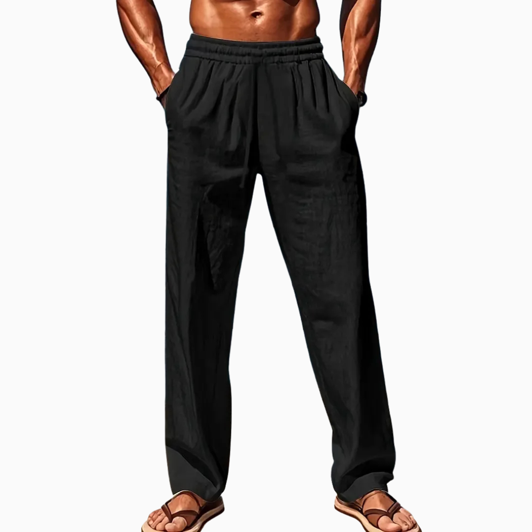 Pantalon homme coupe large taille élastique cordon de serrage longueur cheville