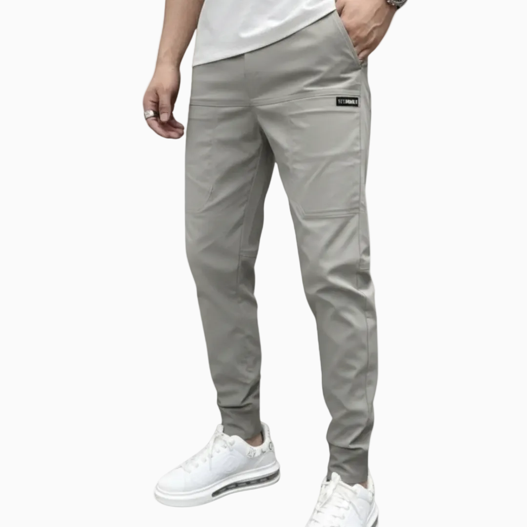 Pantalon cargo homme coupe slim jambe fuselée longueur cheville