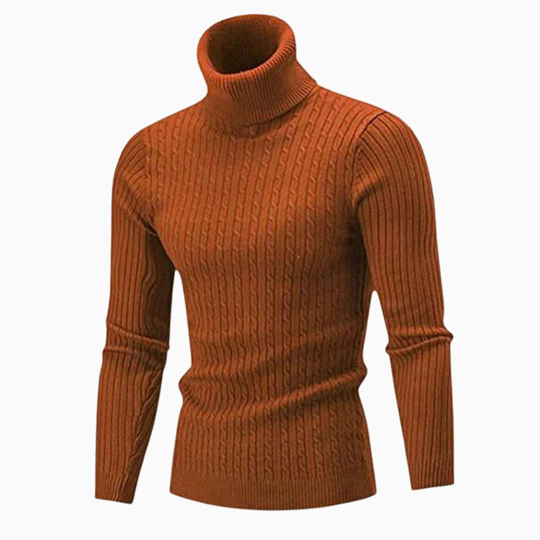 Marco pull homme col roulé maille côtelée