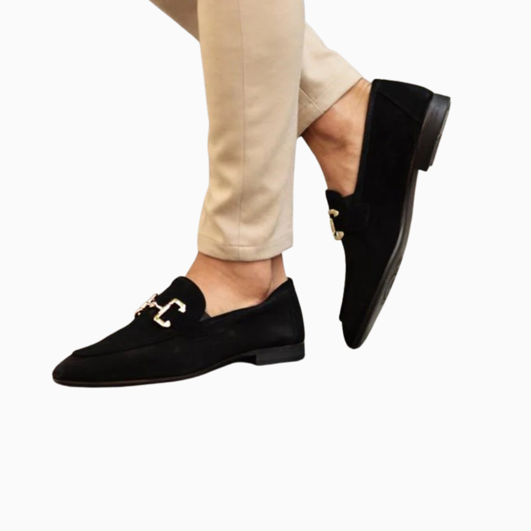 Mocassins homme en daim avec mors métallique chaussures à enfiler