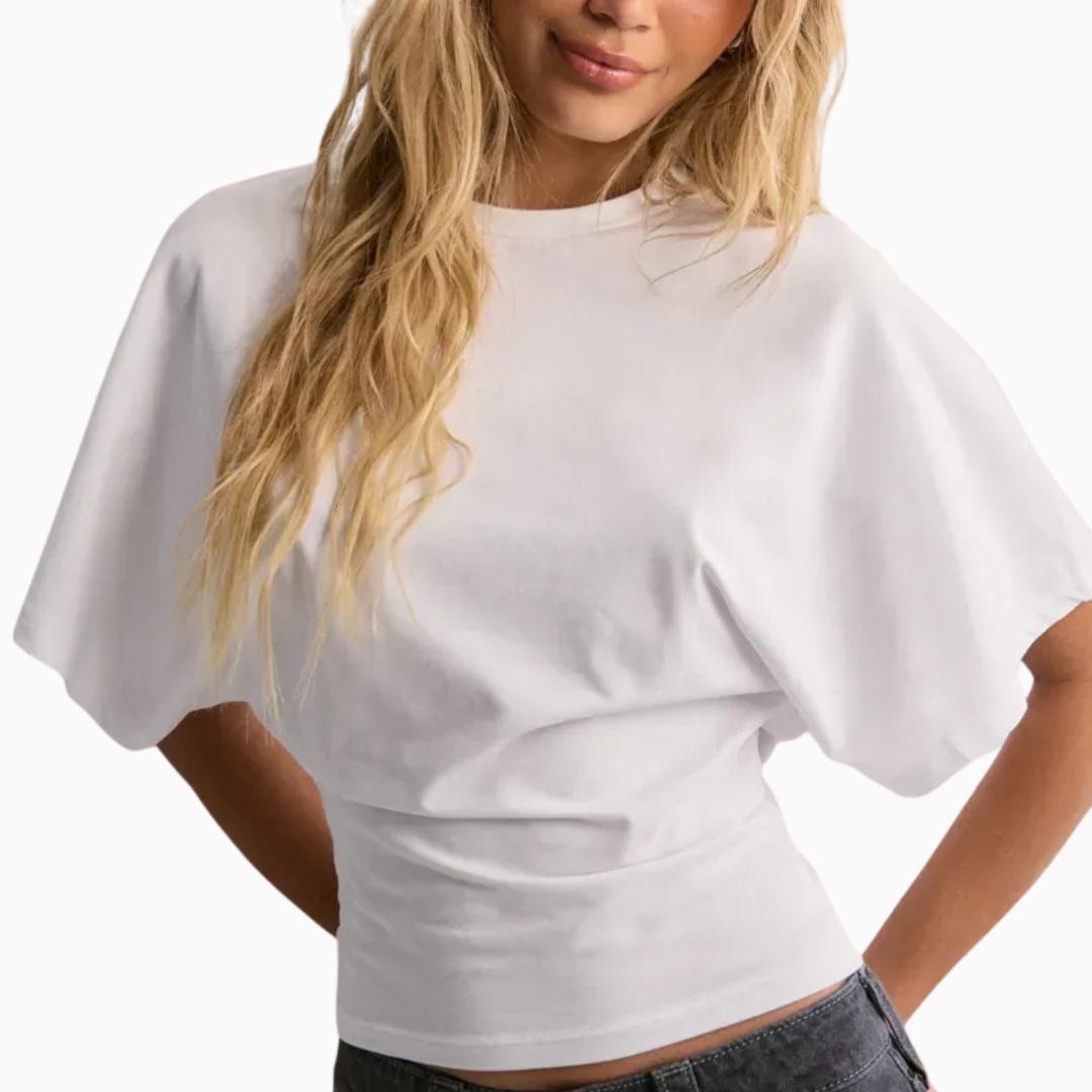 Top Court Femme à Manches Chauve-Souris – Coupe Fluide avec Taille Ajustée