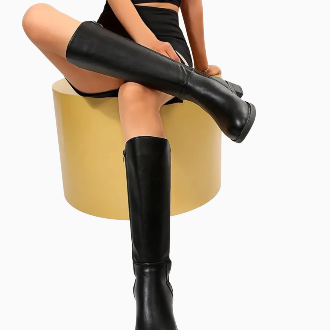 Bottes hautes femme style classique minimaliste à talon bas