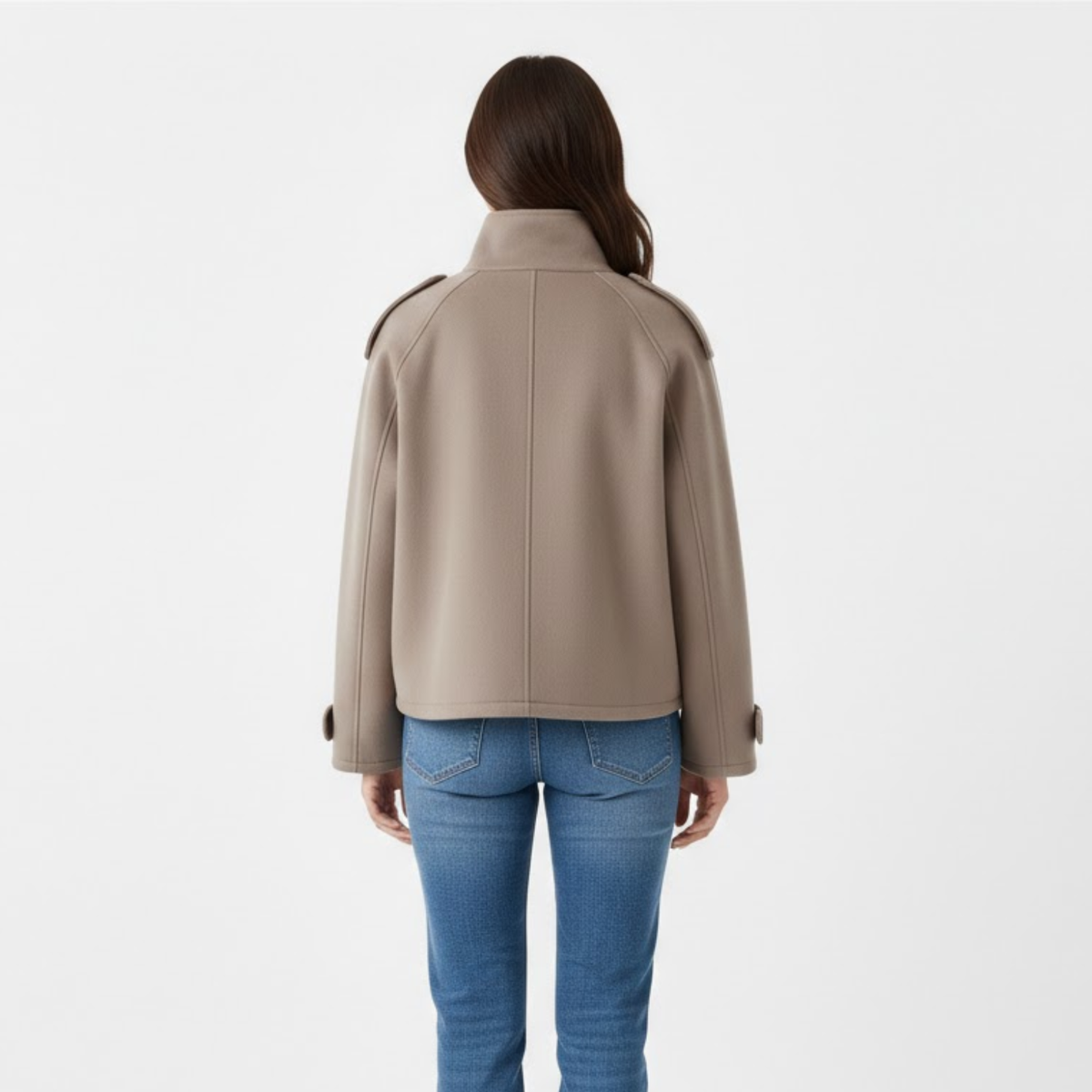 Veste Courte Hiver Femme Mélange de Laine – Manteau Court Col Montant | Style Urbain Chic
