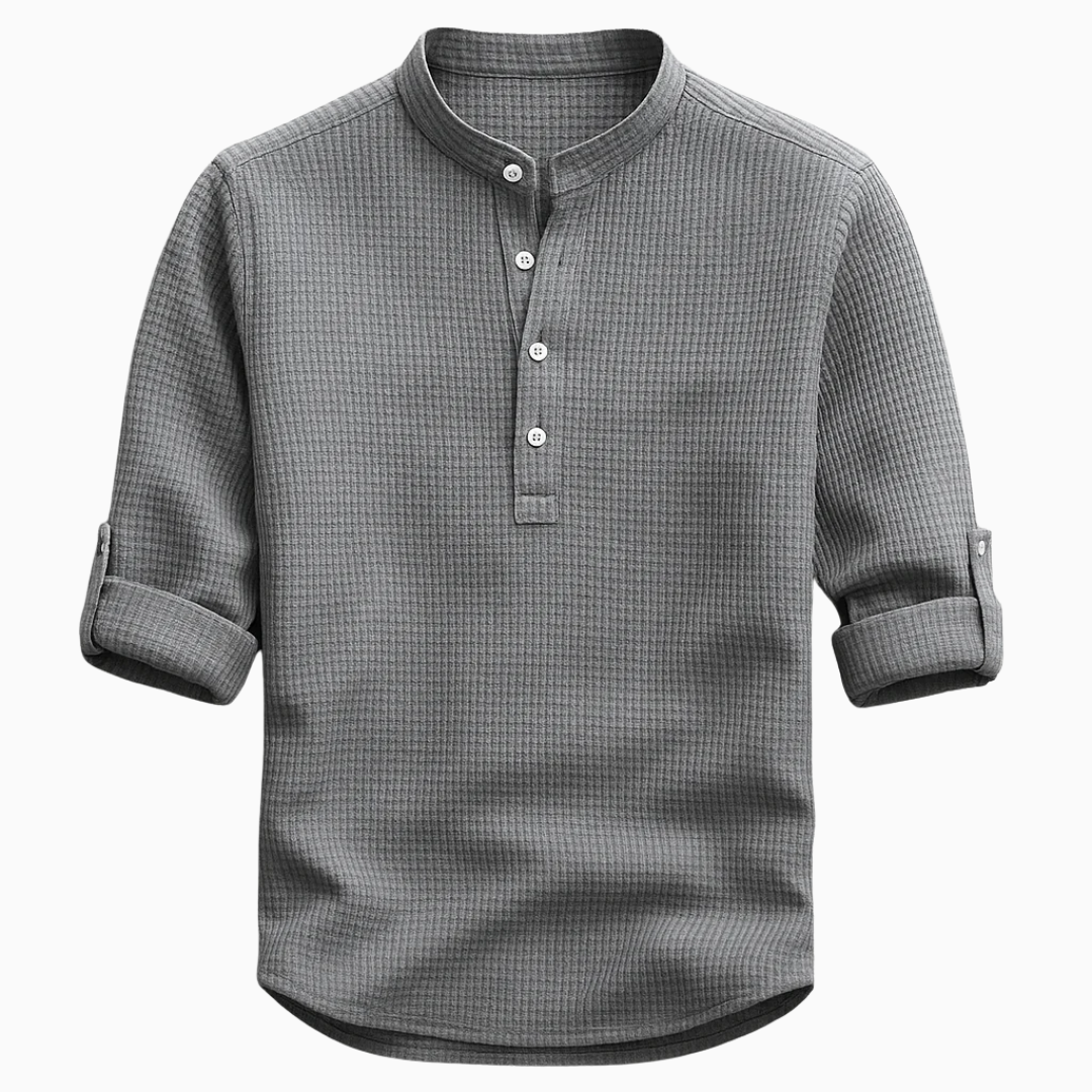 Chemise Homme Col Mao Texturée – Style Léger et Moderne