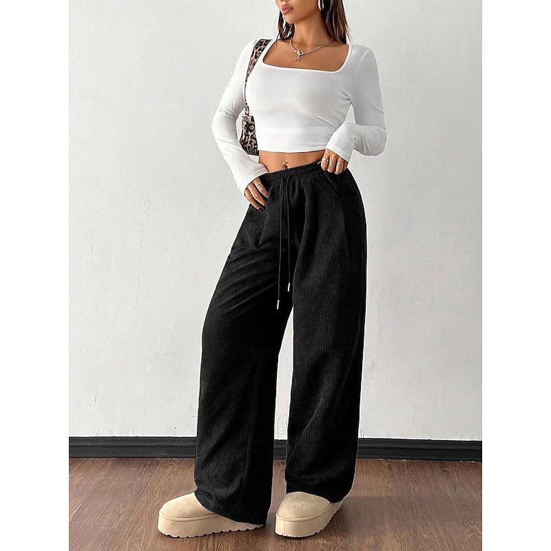 Pantalon Large Femme Taille Haute Noir – Jambe Ample Élégante | Milana Pantalon Palazzo