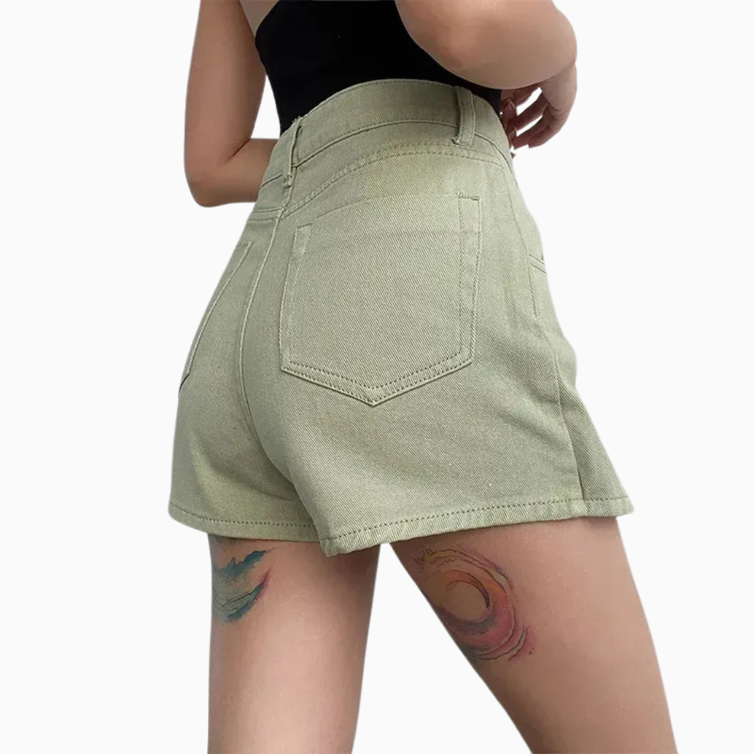 Lison | Jupe short en jean taille croisée mini denim à allure tendance