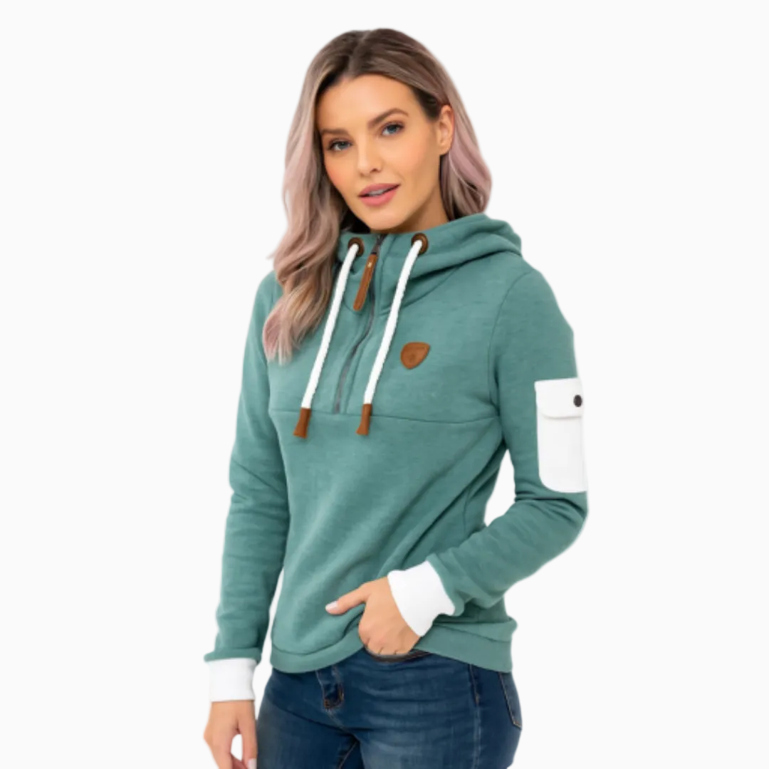 Sweat à capuche femme décontracté manches longues cordon ajustable stylé