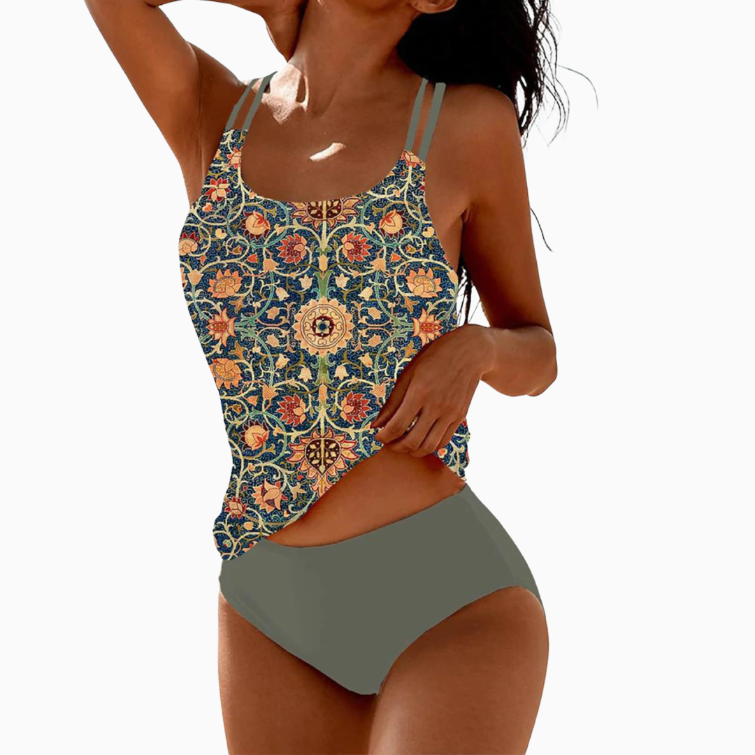 Tankini Imprimé Bohème – Haut Couvrant Bas Taille Haute | Confort & Style Plage
