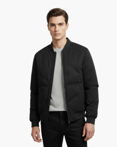 Veste Hiver Homme Bomber Matelassée – Col Montant Fermeture Éclair | Veste Homme Chaude Urbaine
