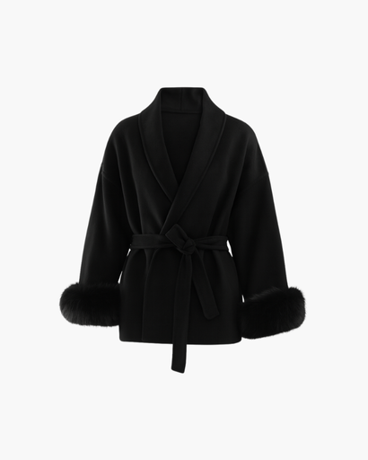 Manteau femme à ceinture - coupe ample avec manches élégantes