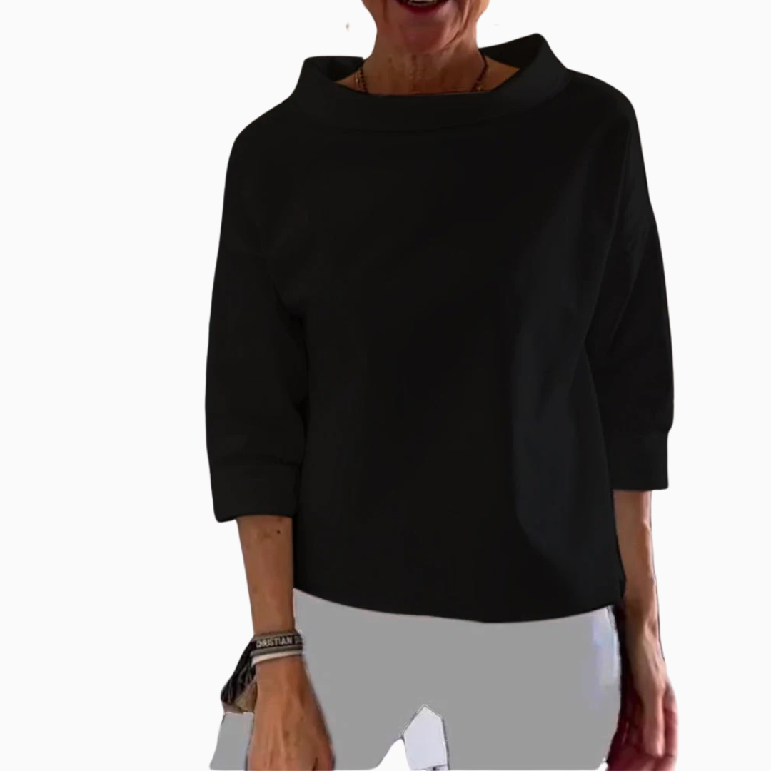 Top femme col bateau coupe ample élégant manches longues