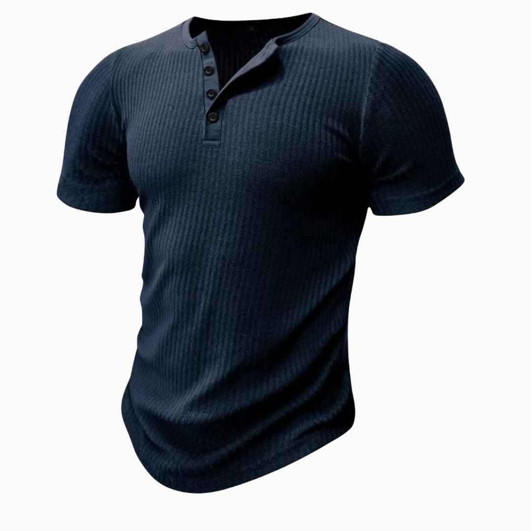 T-Shirt Homme Col Boutons – Coupe Ajustée Tissu Texturé | Style Casual Moderne