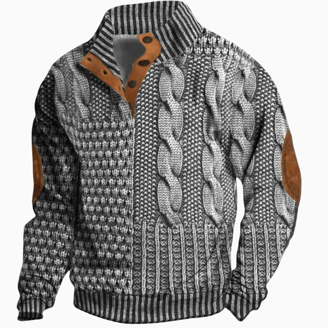 Oliver pull homme maille épaisse texturée col montant boutonné