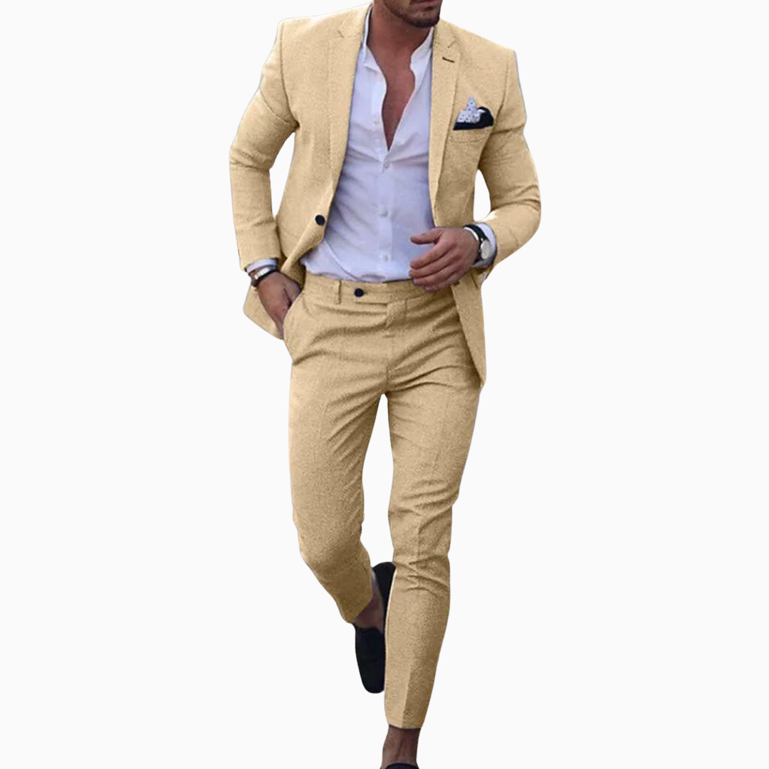 Costume homme veste et pantalon coupe ajustée fermeture boutonnée