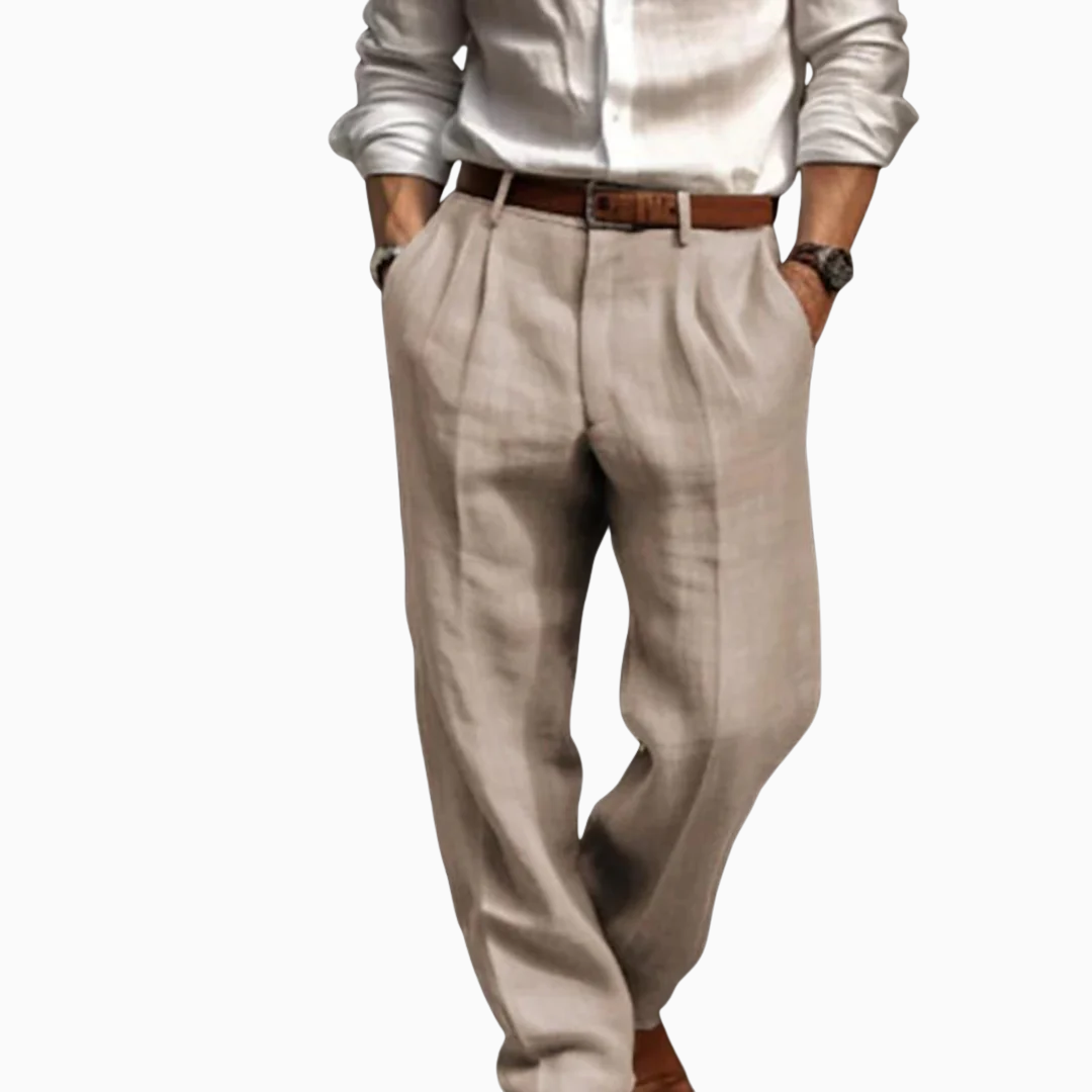Julian pantalon homme confortable coupe droite avec plis style habillé
