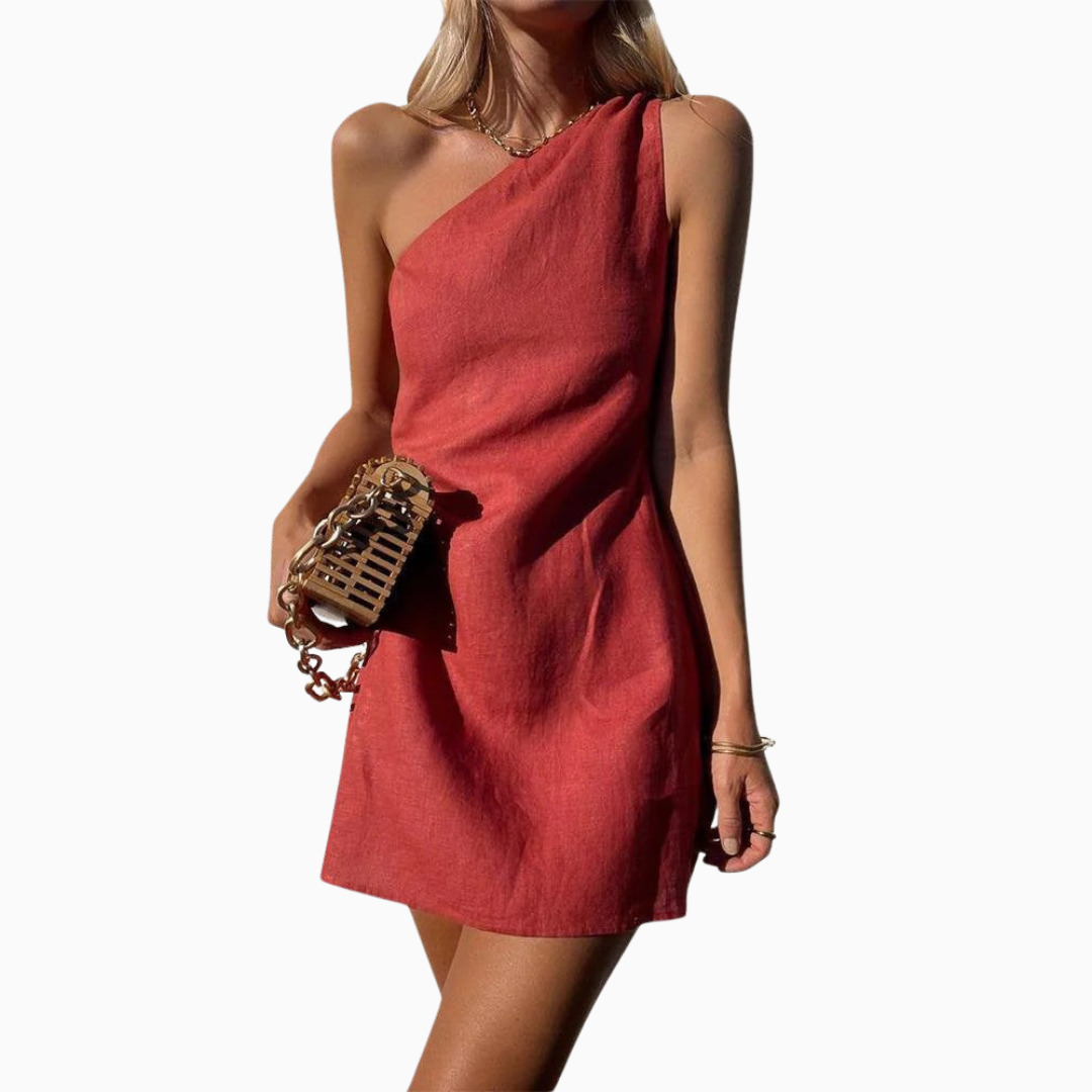 Robe Mini Femme Une Épaule – Coupe Droite Asymétrique | Style Soirée Moderne