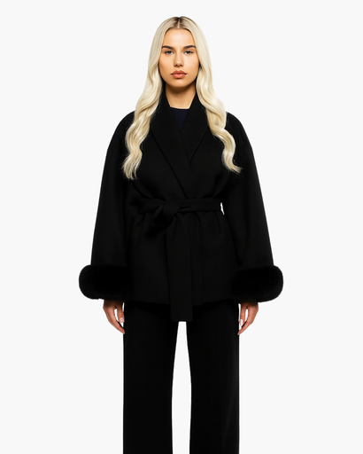 Manteau femme à ceinture - coupe ample avec manches élégantes