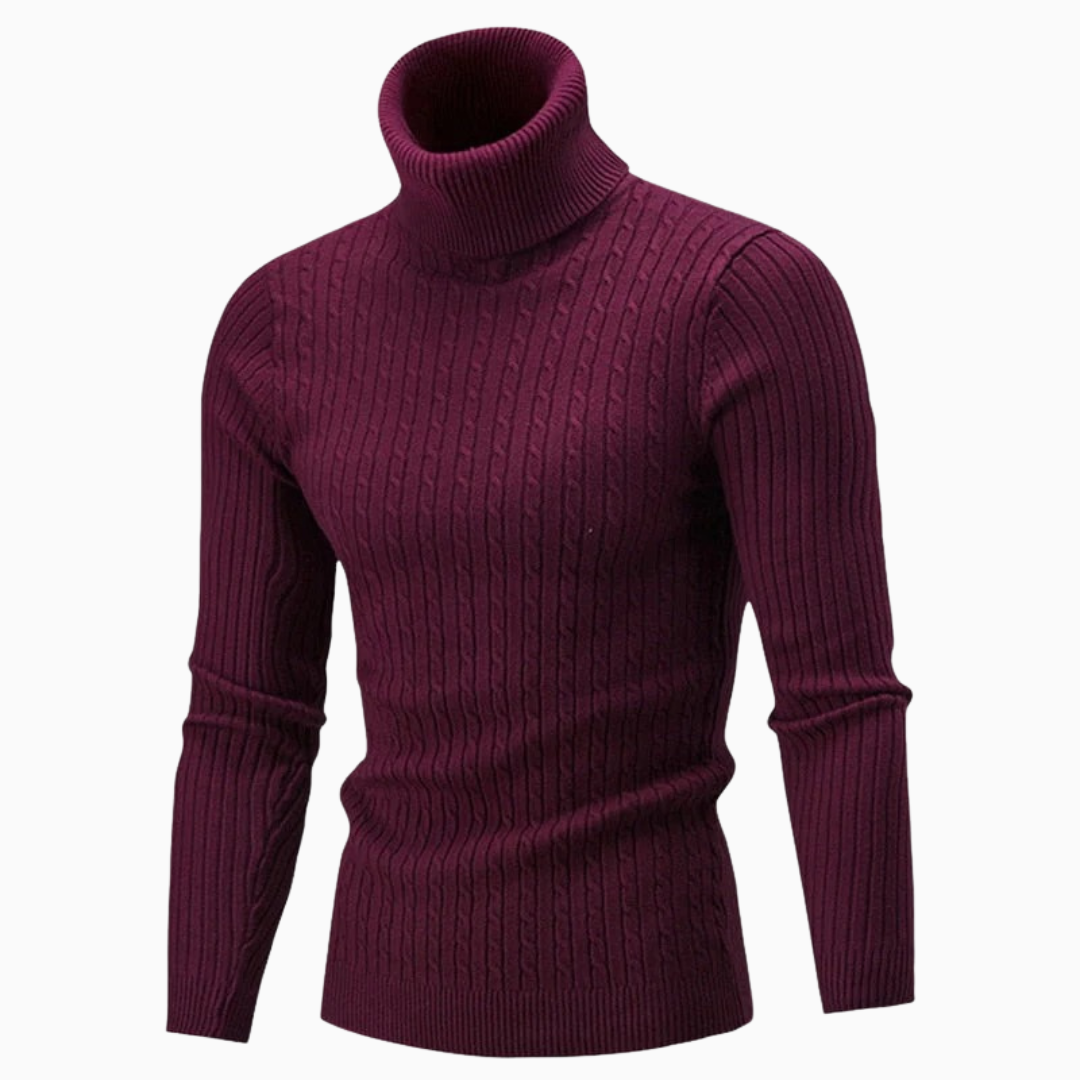 Marco pull homme col roulé maille côtelée