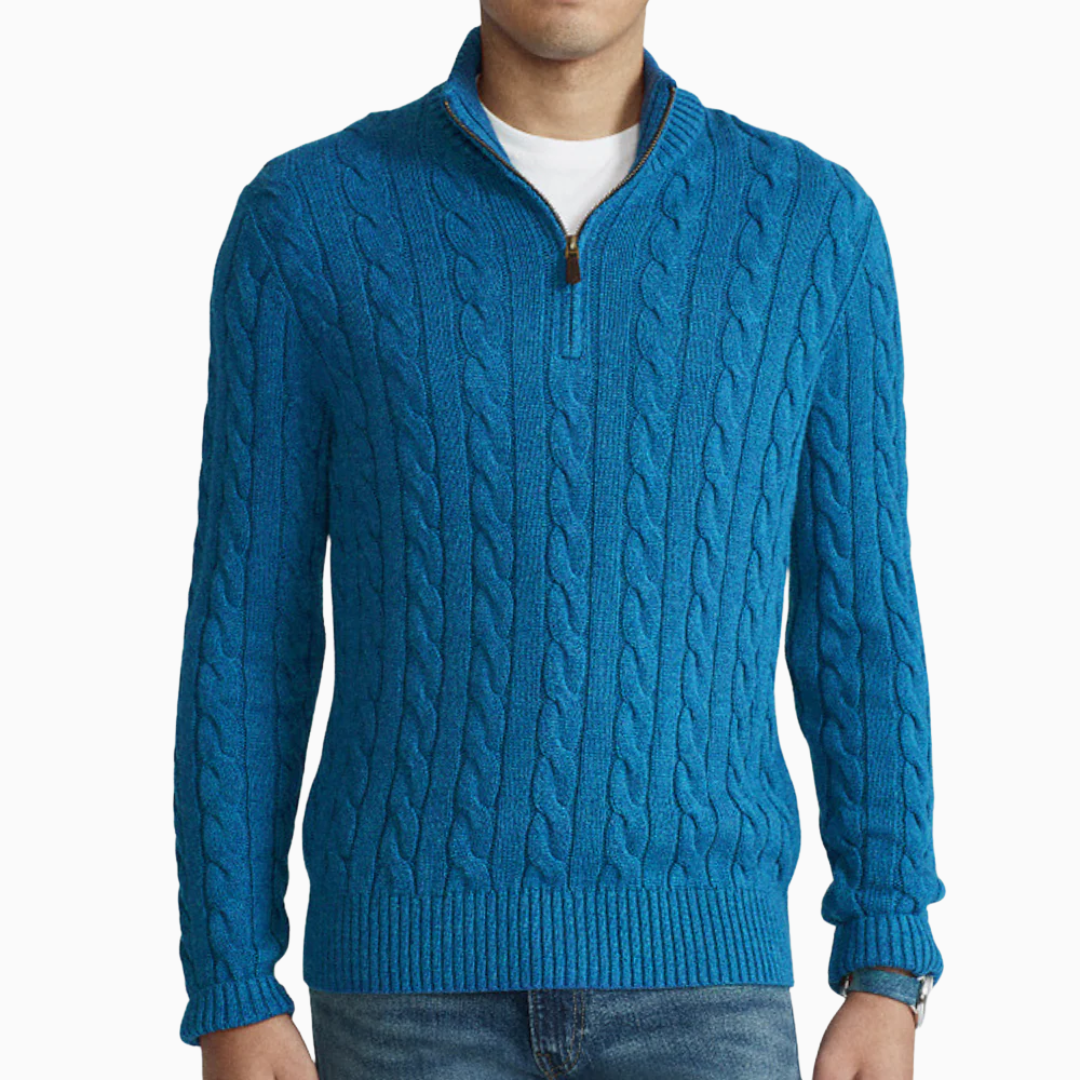 Daniel pull homme maille torsadée demi-zip