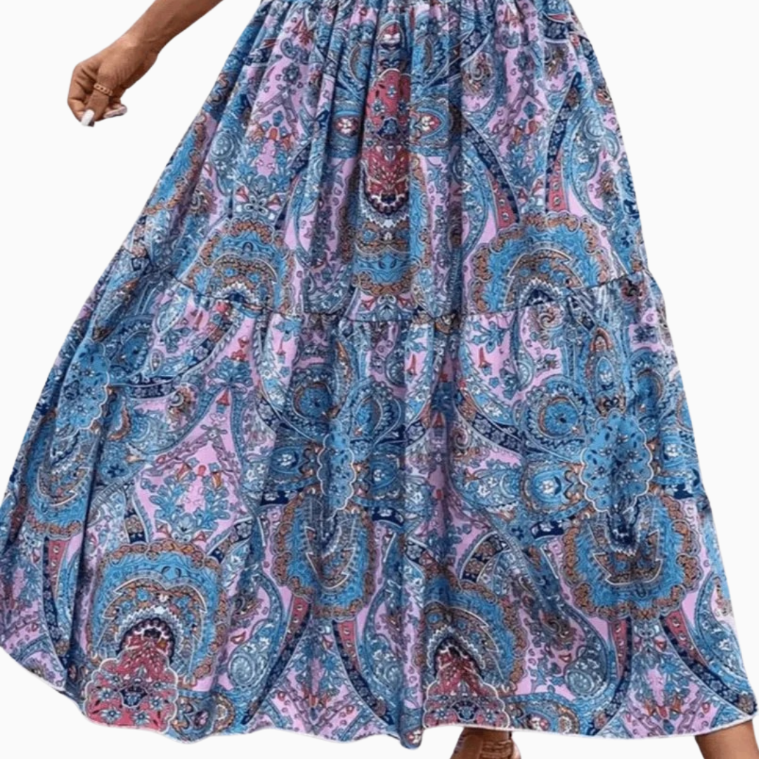 Jupe Maxi Femme Smockée – Imprimé Intégral Taille Haute | Confort & Style Estival
