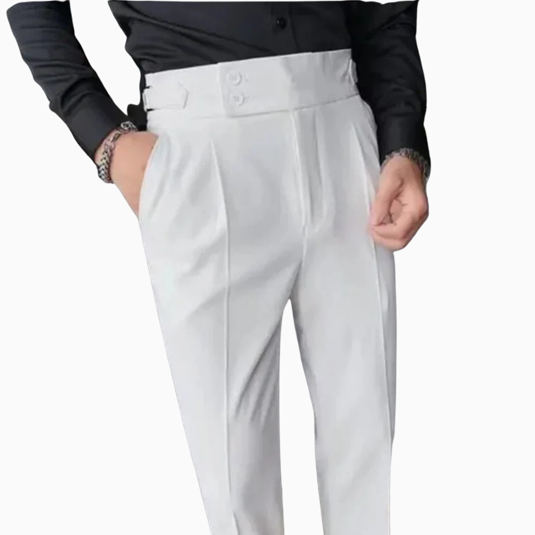 Pantalon Homme Taille Haute – Plis Avant Coupe Ajustée | Style Habillé & Smart Casual