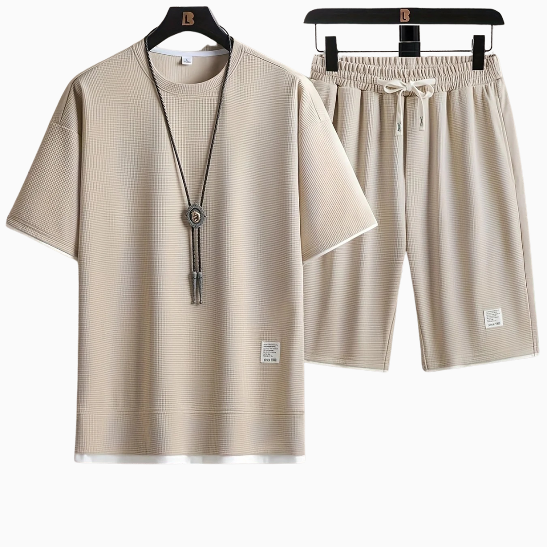 Ensemble homme t-shirt manches courtes et short taille élastiquée coupe droite