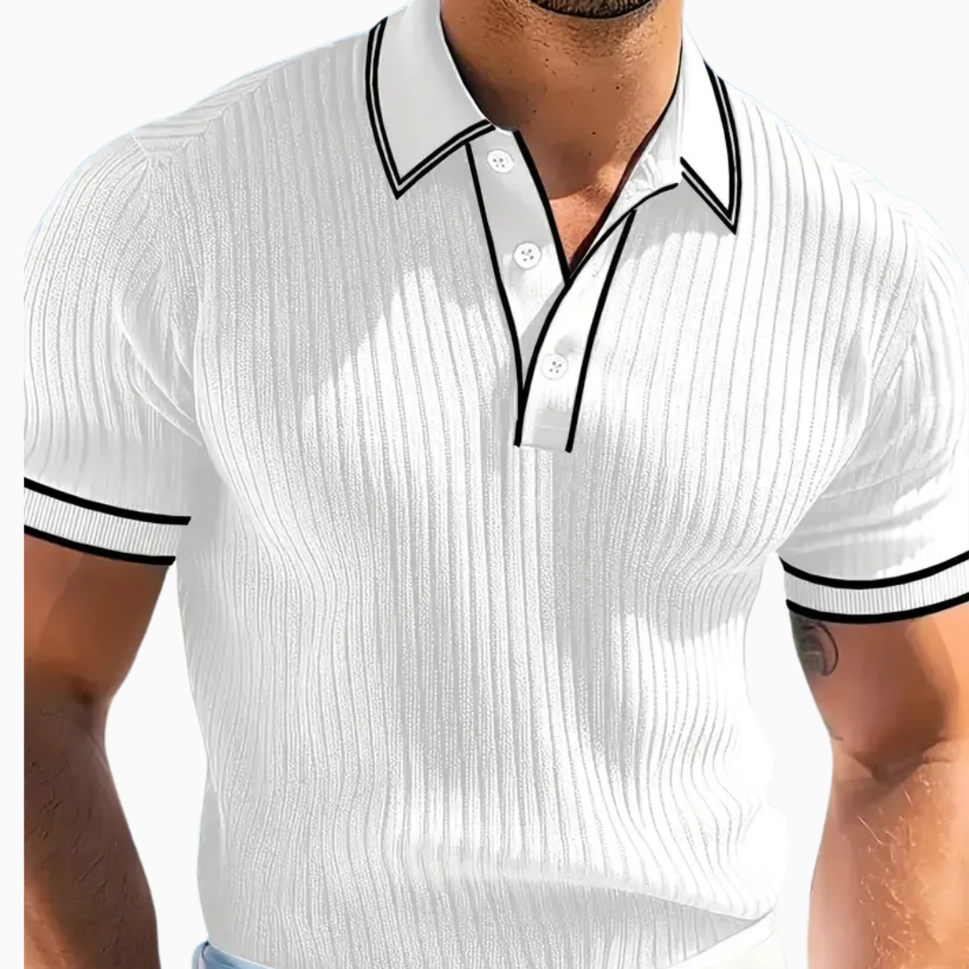 Polo Homme Slim – Texture Côtelée Finition Contrastée | Moderne & Estival