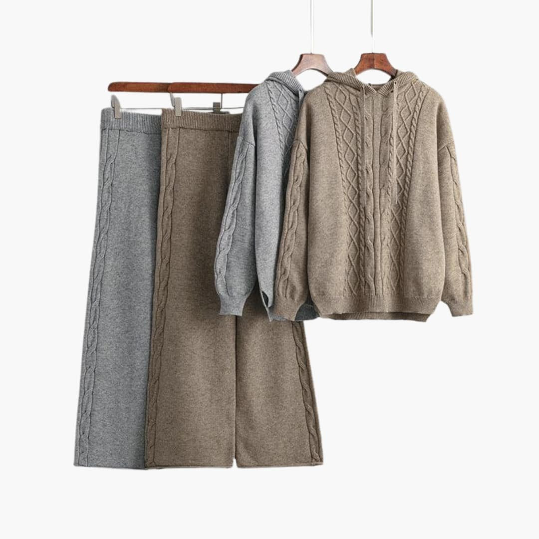 Ensemble Hoodie Oversize & Pantalon Large Femme – Maille Douce Taille Unique | Natalie Hiver
