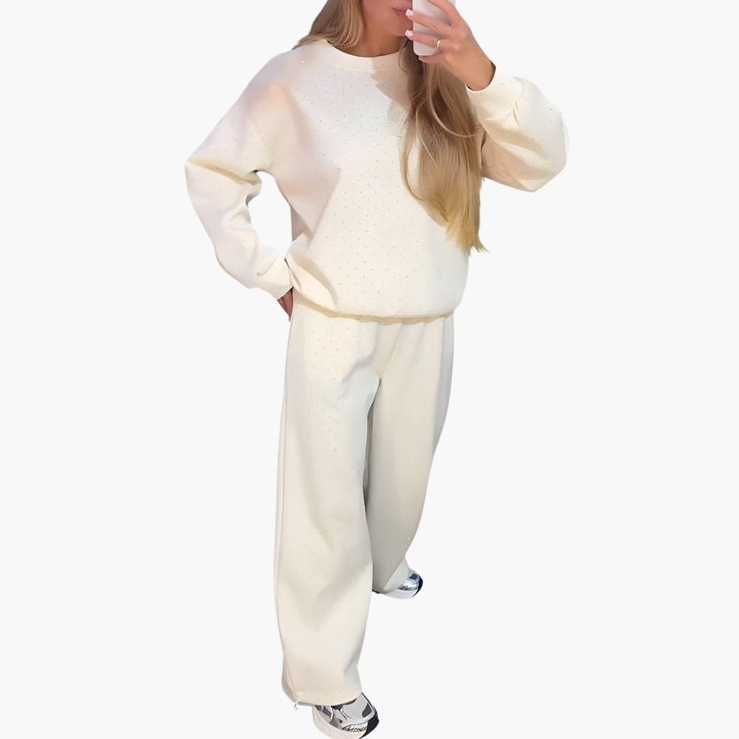 Ensemble Loungewear Femme Imprimé Losanges – Pull & Pantalon Coordonné | Sienna Hiver