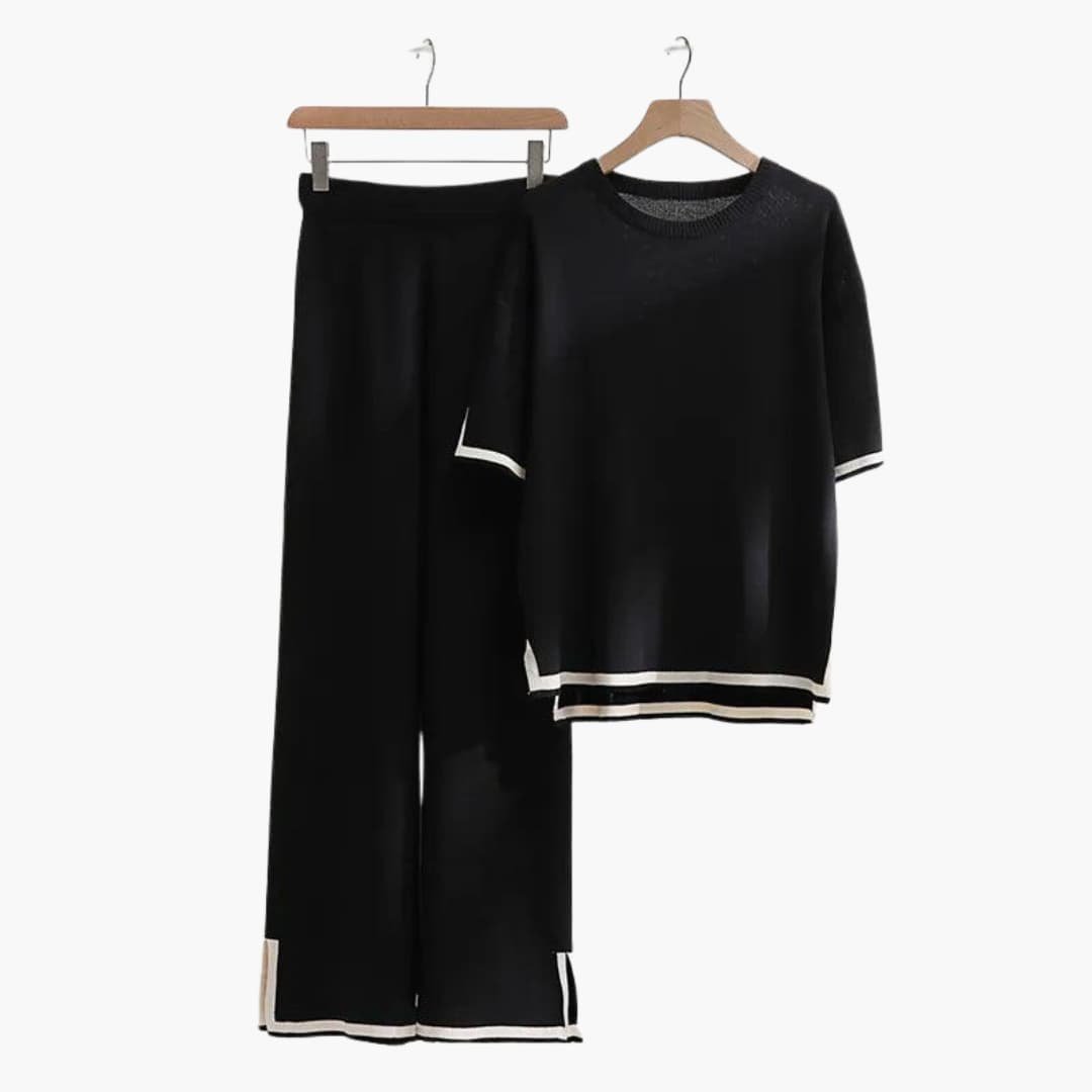 Ensemble Deux Pièces Femme Maille Texturée – Pull & Pantalon | Victoria Style Hiver Automne