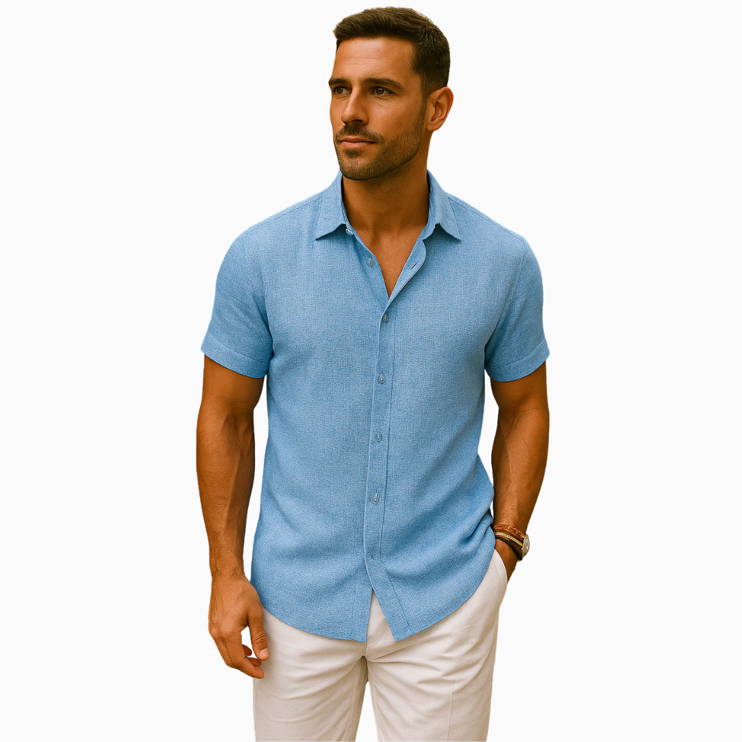 Blouse Homme Été – Manches Courtes Col Classique Légère | Style Casual & Estival