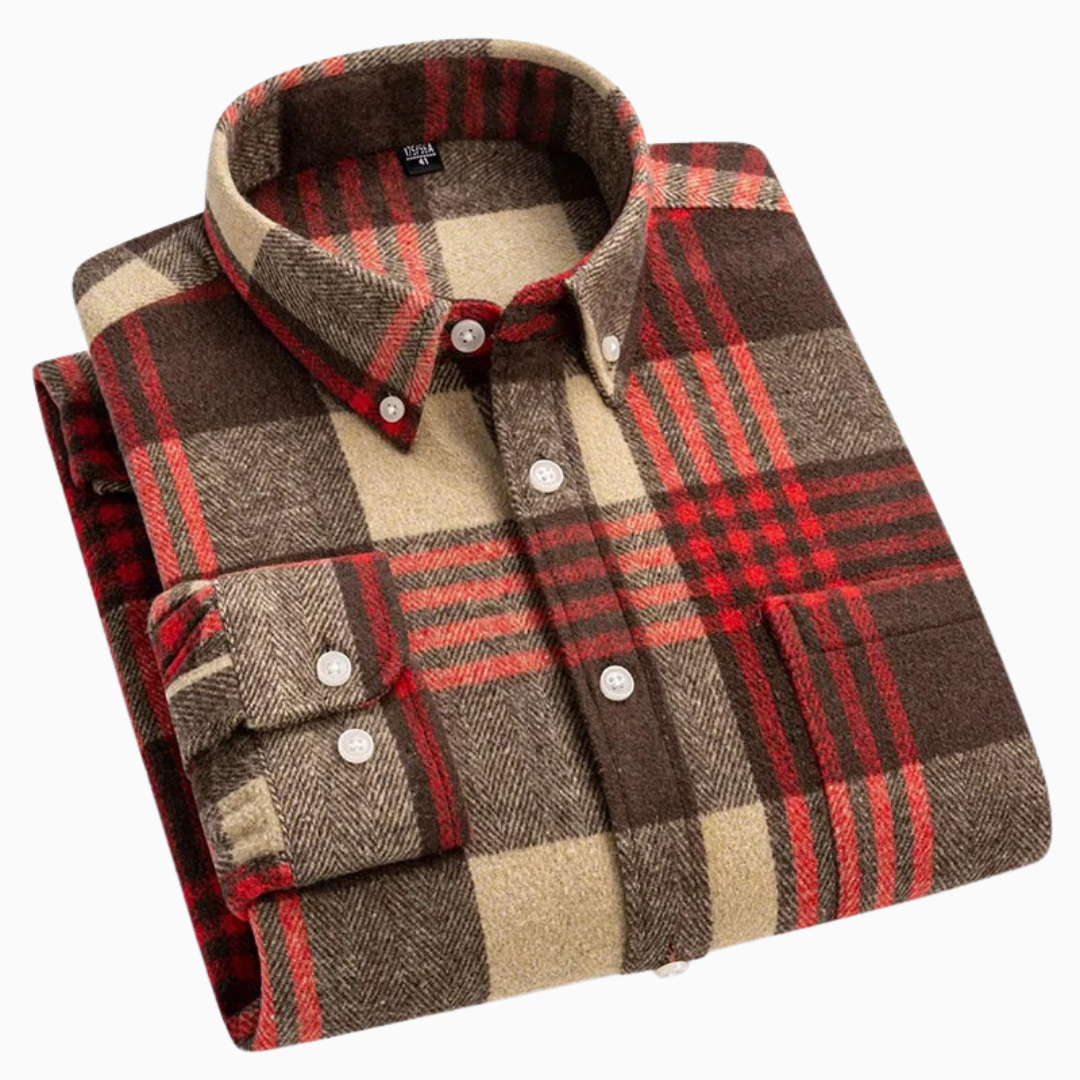 Chemise Homme à Carreaux – Style Flanelle Manches Longues