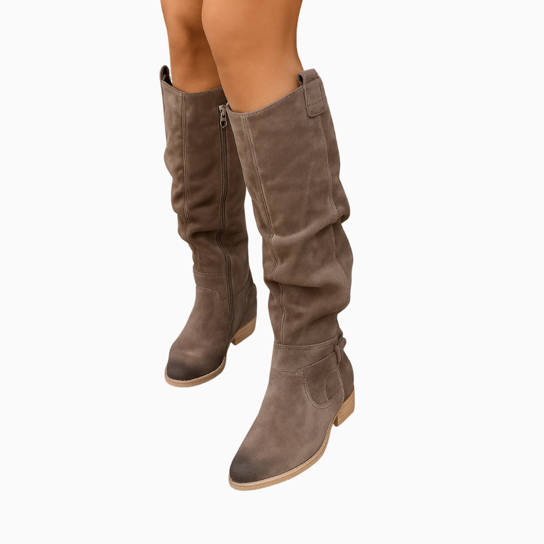 Bottes hautes femme style froncé décontracté chic