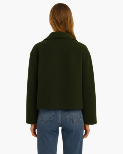 Veste courte femme à double boutonnage - coupe droite à revers élégants