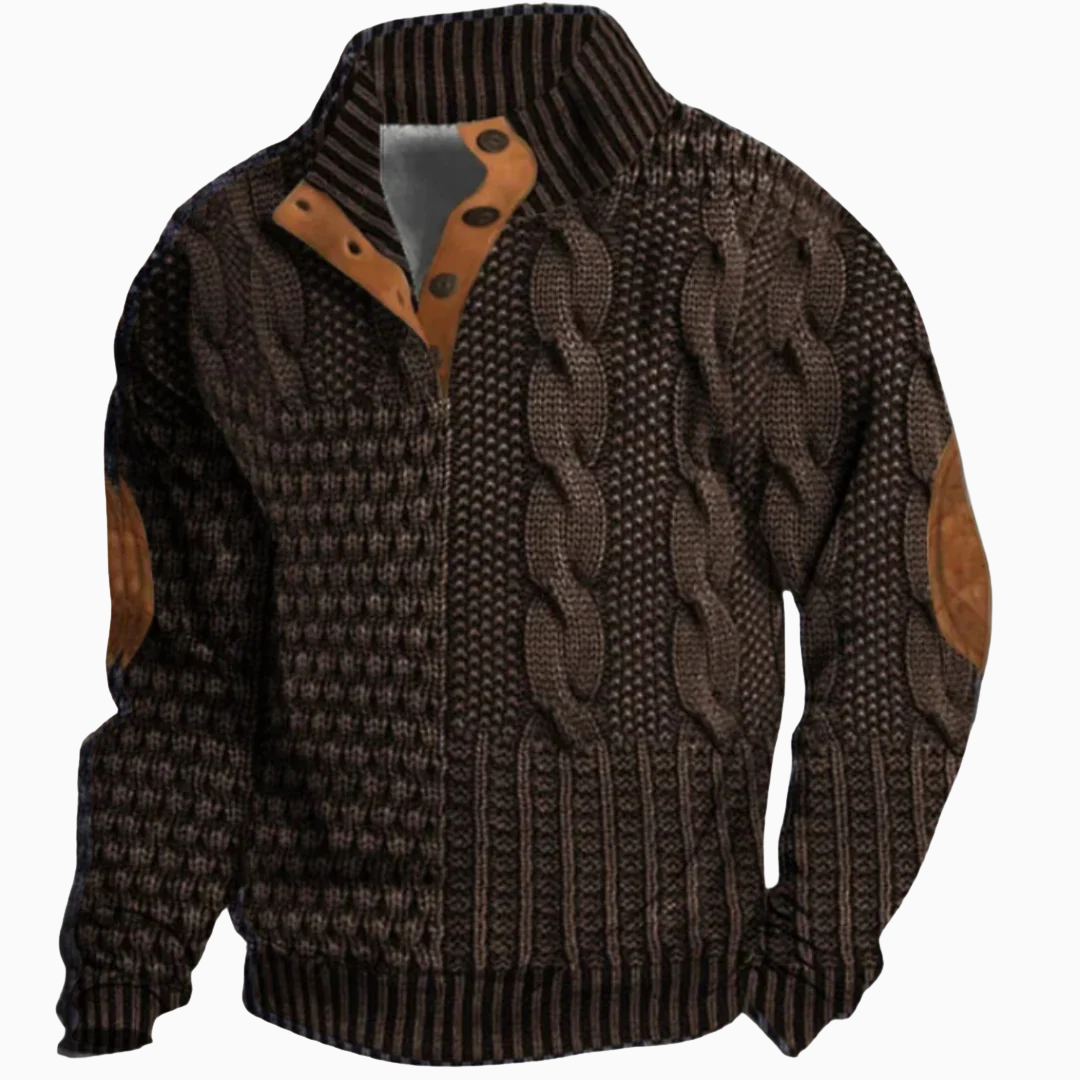 Oliver pull homme maille épaisse texturée col montant boutonné