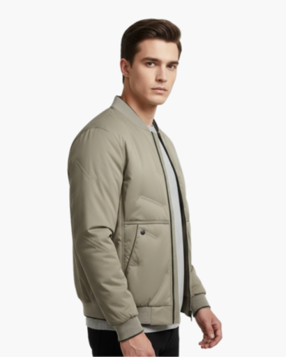 Veste Hiver Homme Bomber Matelassée – Col Montant Fermeture Éclair | Veste Homme Chaude Urbaine