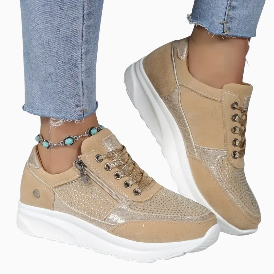 Baskets Femme Compensées – Lacets & Fermeture Éclair Latérale | Confort & Style Estival