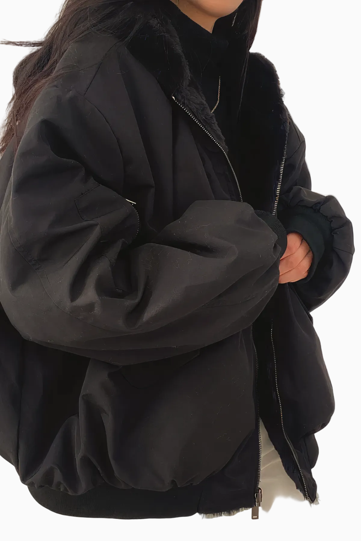 Veste Femme en Fausse Fourrure Zippée Style Oversize Décontracté Hiver