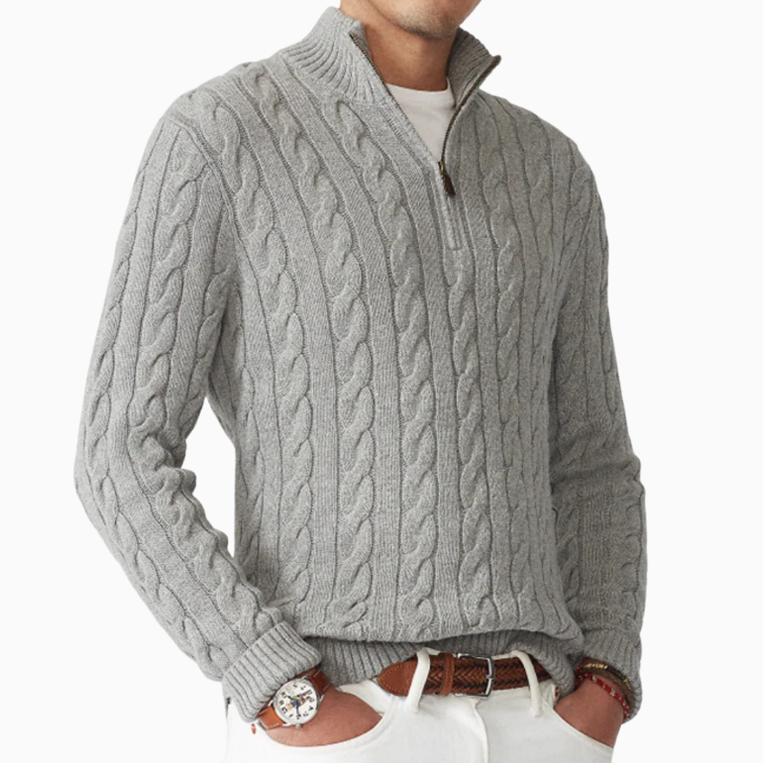 Daniel pull homme maille torsadée demi-zip