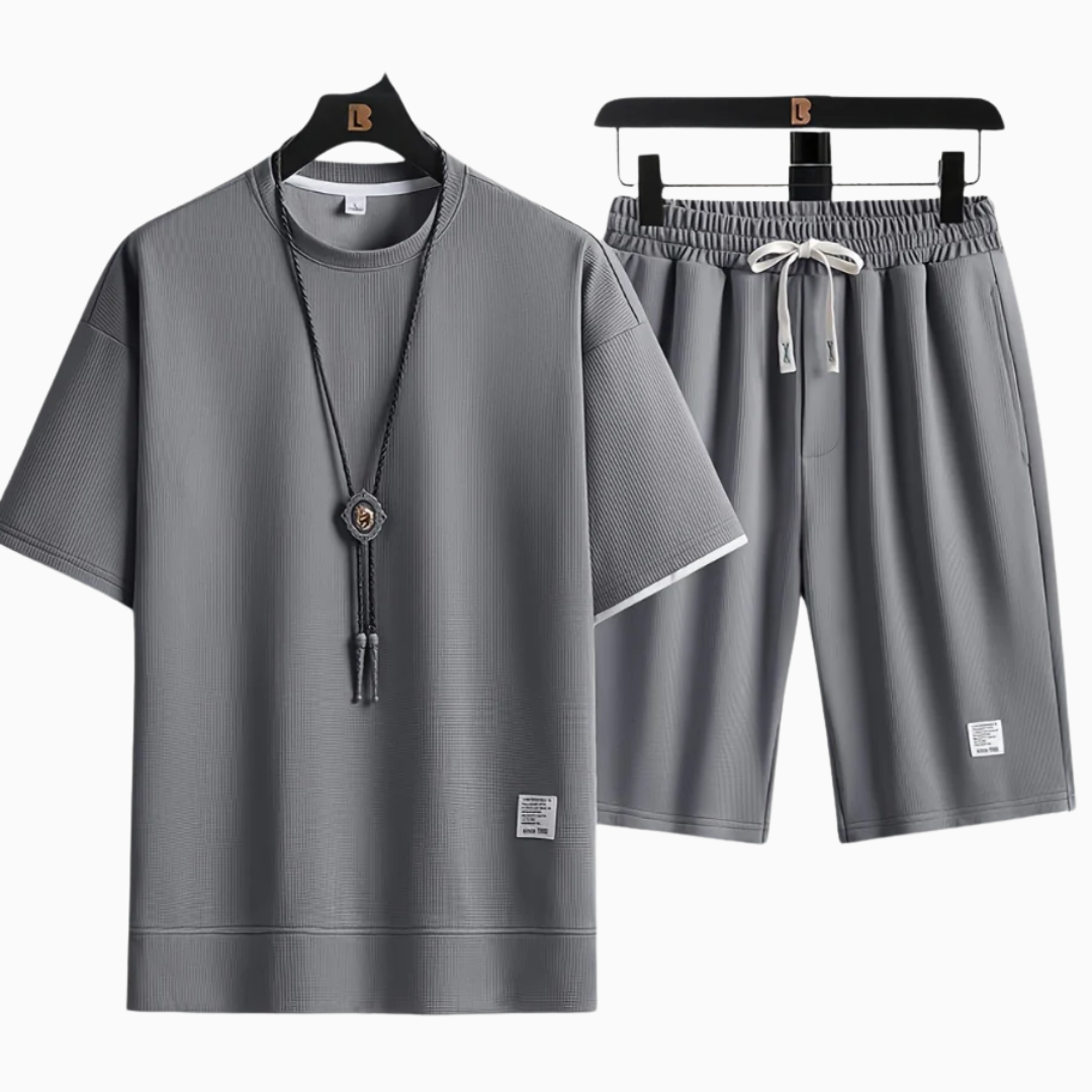 Ensemble homme t-shirt manches courtes et short taille élastiquée coupe droite