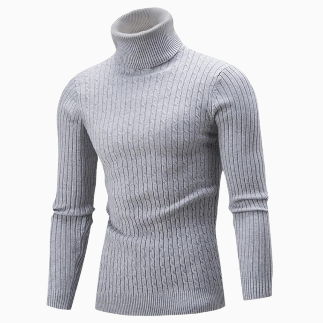 Marco pull homme col roulé maille côtelée