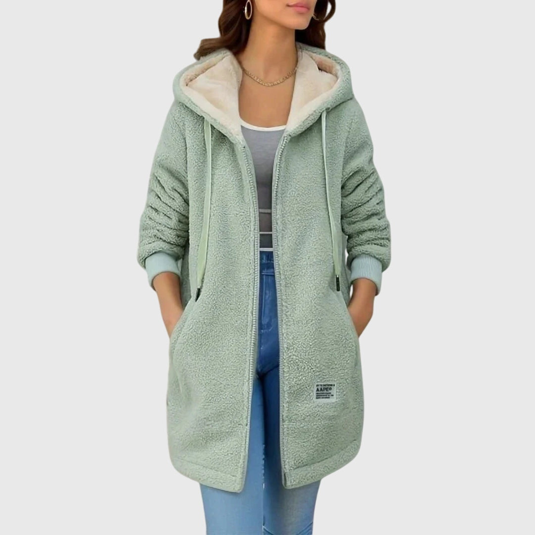 Manteau polaire à capuche pour femme