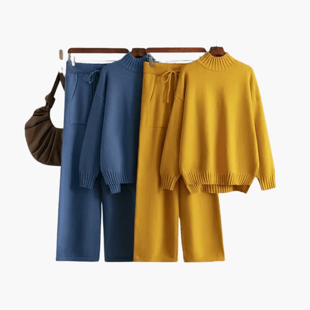 Ensemble Pull Col Roulé Côtelé Femme – Taille Unique Confortable | Evelyn Edition Cosy
